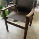 Leather and ash armchair in walnut brown (new)