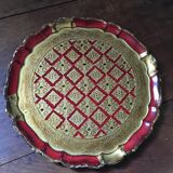 Florentine-style wooden round tray