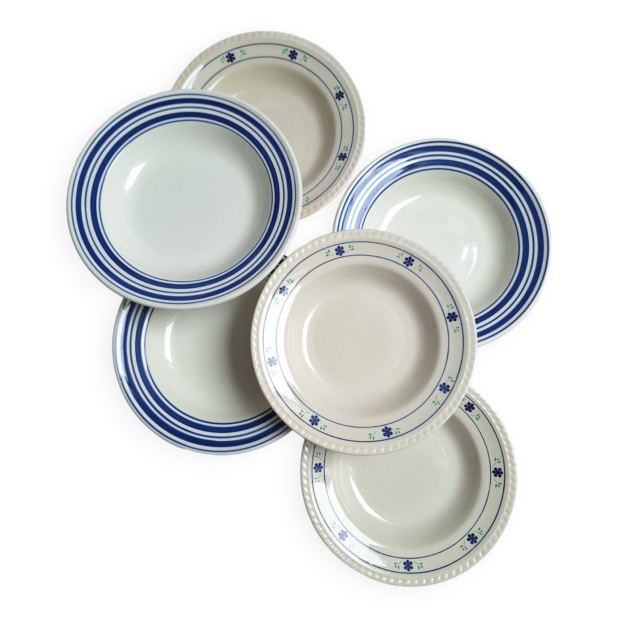 Vintage blue soup plates
