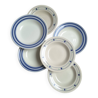 Assiettes creuses bleu vintage