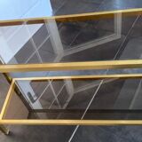 Console smoked glass and brass Italian design year 70 in the taste of nanda vigo