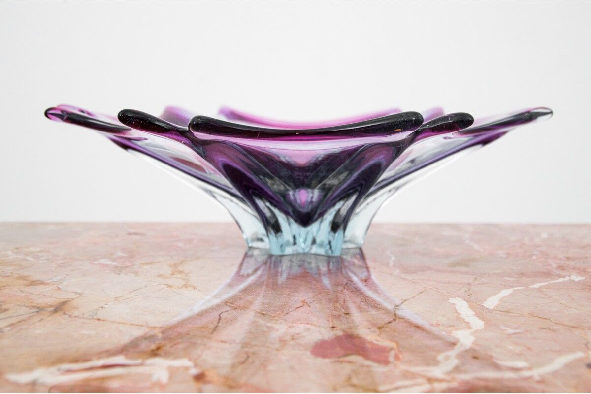 Violet platter, Czech glass, 1970s