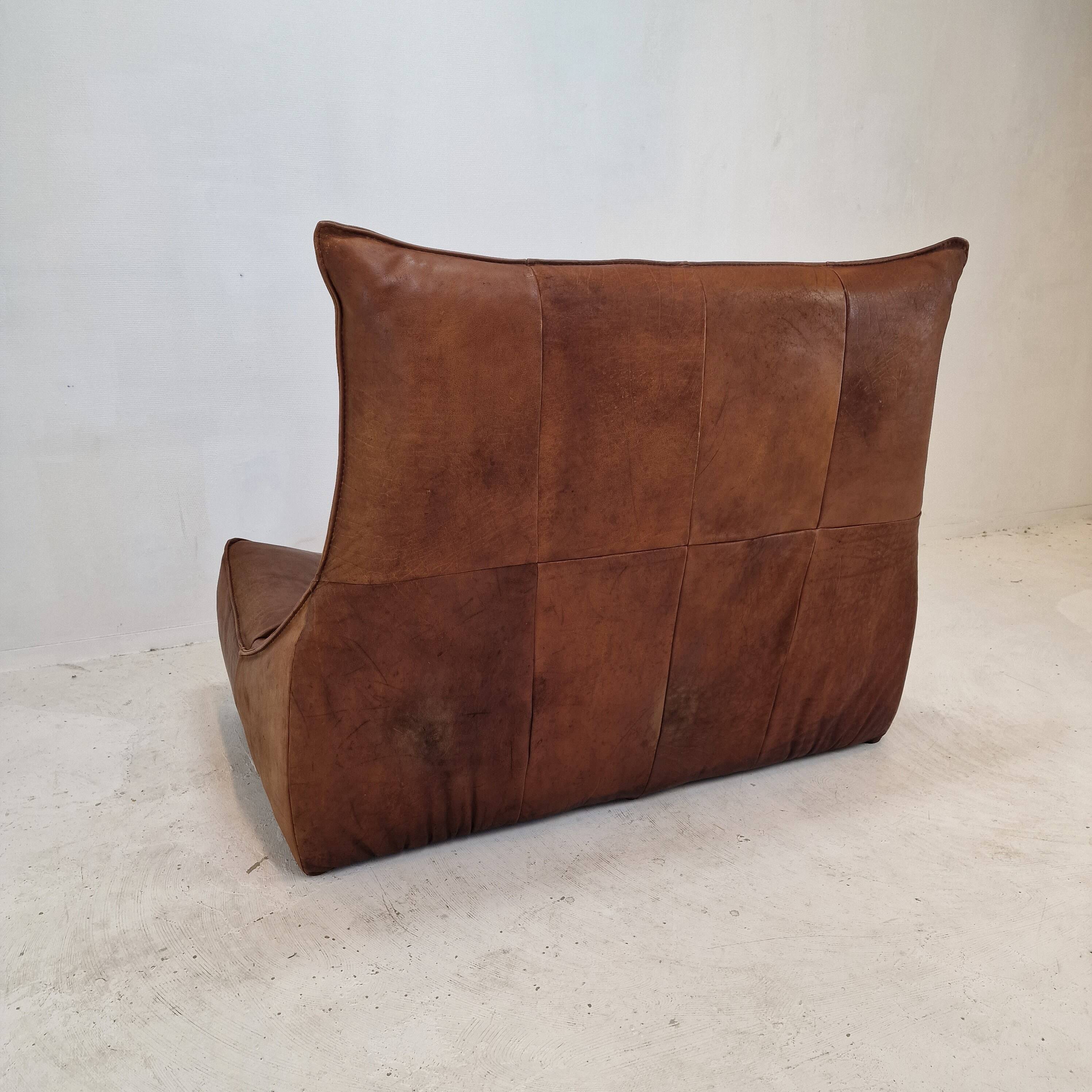Montis “The Rock” Sofa In Brown Leather By Gerard Van Den Berg, 1970s