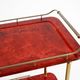 Superbe grand chariot de service en peau de chèvre rouge Aldo Tura des années 1960 | Fabriqué en Italie