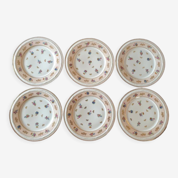 Série de 6 assiettes plates en porcelaine de Limoges, Raynaud et Cie