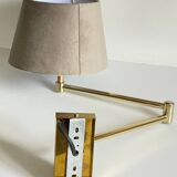 articulated brass and velvet wall light