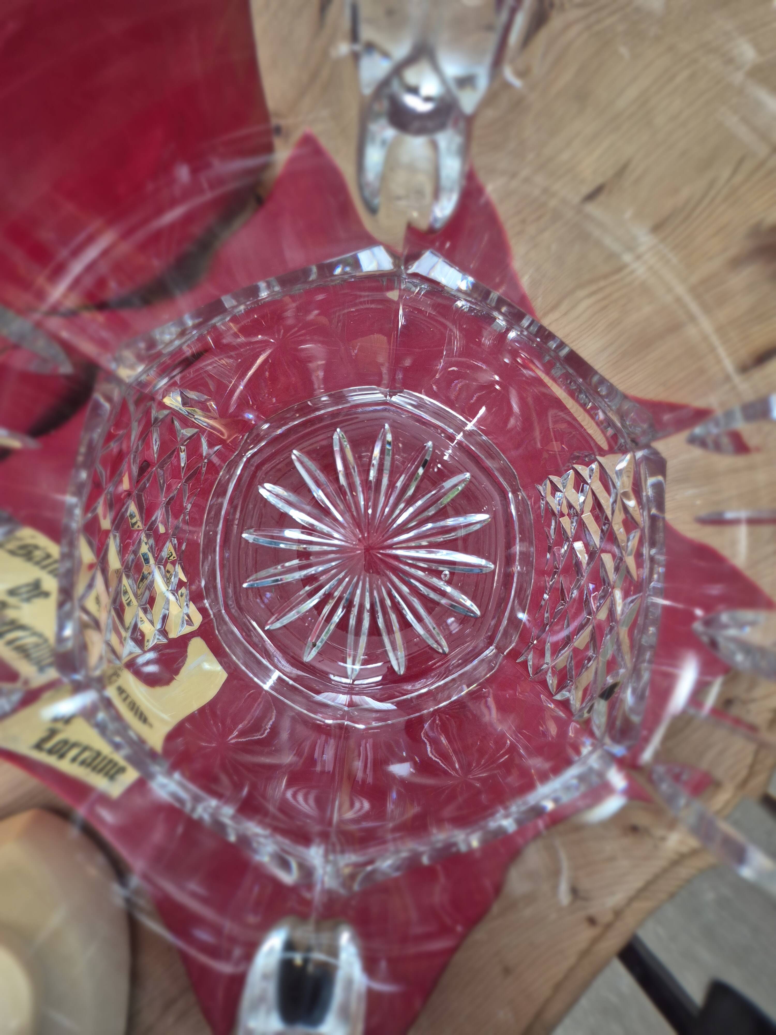 Large vintage Lorraine crystal champagne bucket