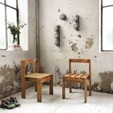 Duo of les arcs mountain pine chairs