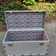 Old metal aluminum trunk / mail trunk / industrial / interior fabric