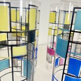 Set of 6 Vintage Hand-Painted Tall Glasses, USA 1950s-60s