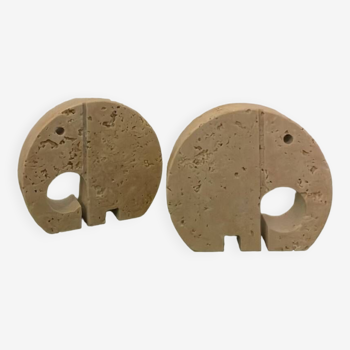 Two travertine elephants, Fratelli Mannelli, Italy, 1970s