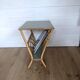 Porte-revue vintage en rotin, tablette vert sauge
