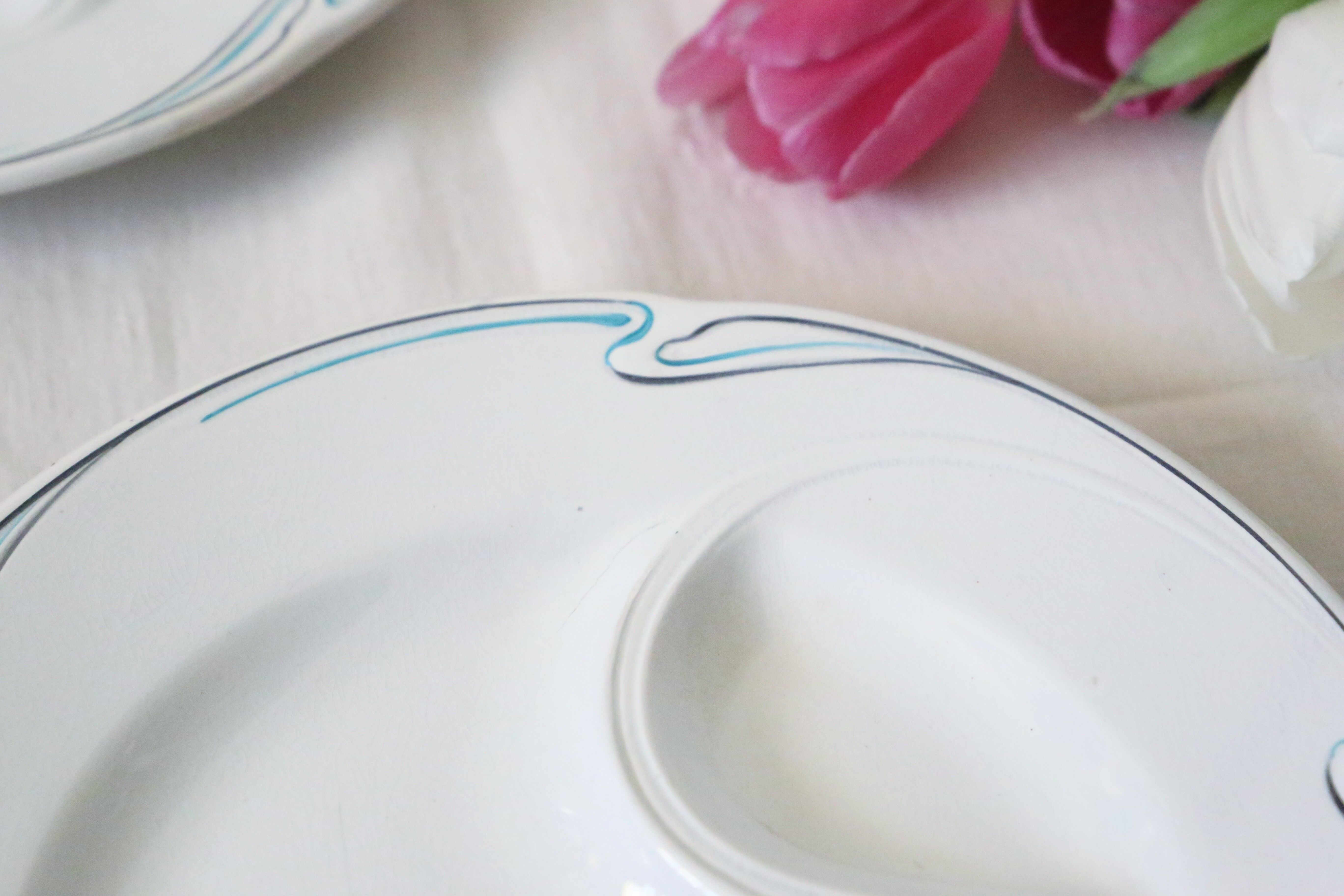 Set of 5 asparagus plates, Hamage, 1930, French manufacture, rare, art deco