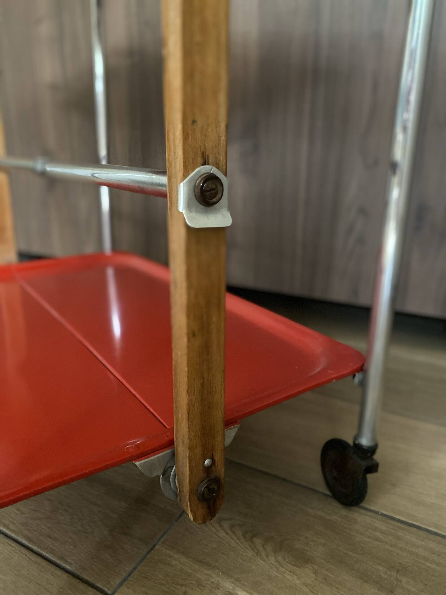 Service trolley rolling table Platex Textable red 70s Space Age