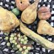 Large woven bowl and trompe l'œil fruits