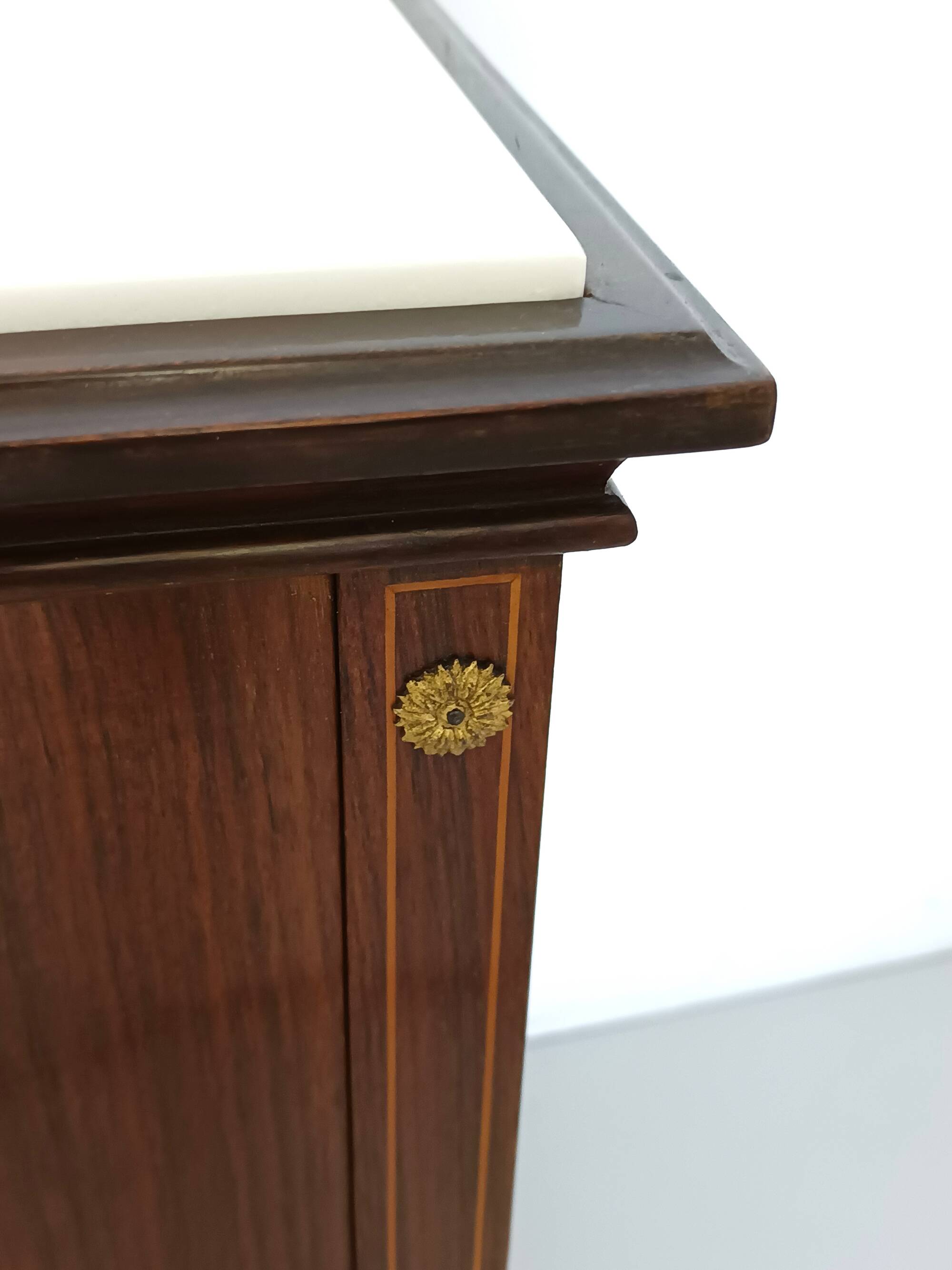 Pair of Black Walnut Nightstands with Marble Top ascr. to Paolo Buffa, Ita