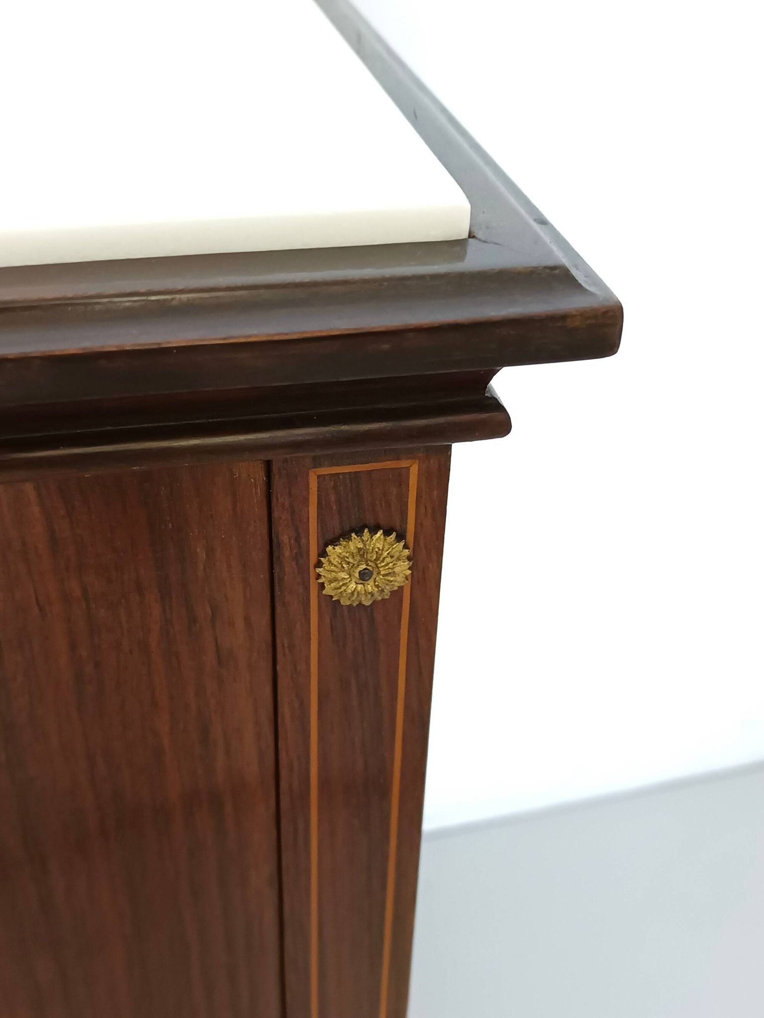 Pair of Black Walnut Nightstands with Marble Top ascr. to Paolo Buffa, Ita