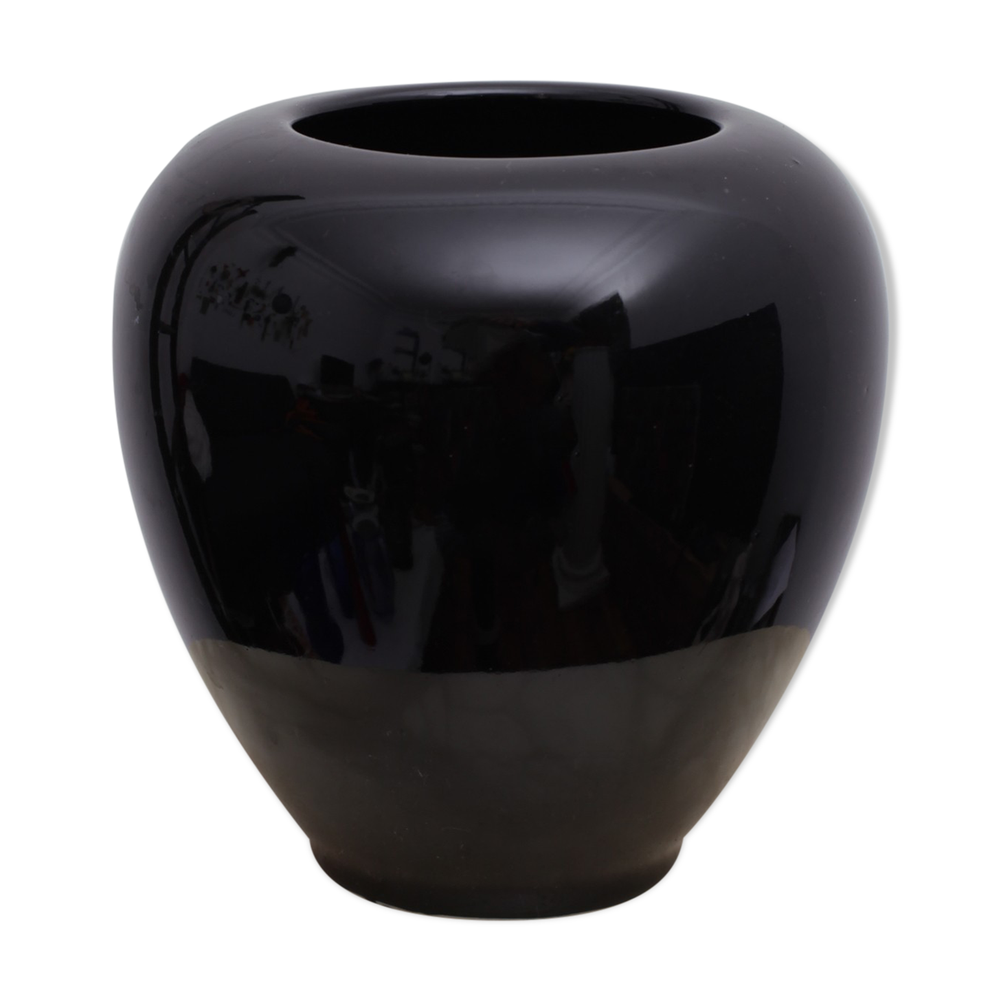 Black ceramic ball vase