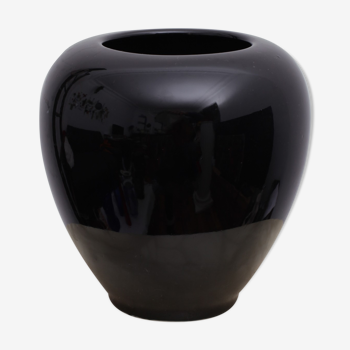 Black ceramic ball vase