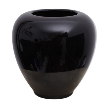 Vase boule céramique noir