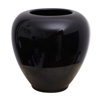Vase boule céramique noir
