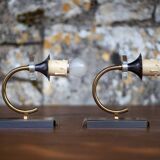 Pair of wall lamps, vintage wall lamp, two-tone brass wall lamp with lucite, lighting, decoration