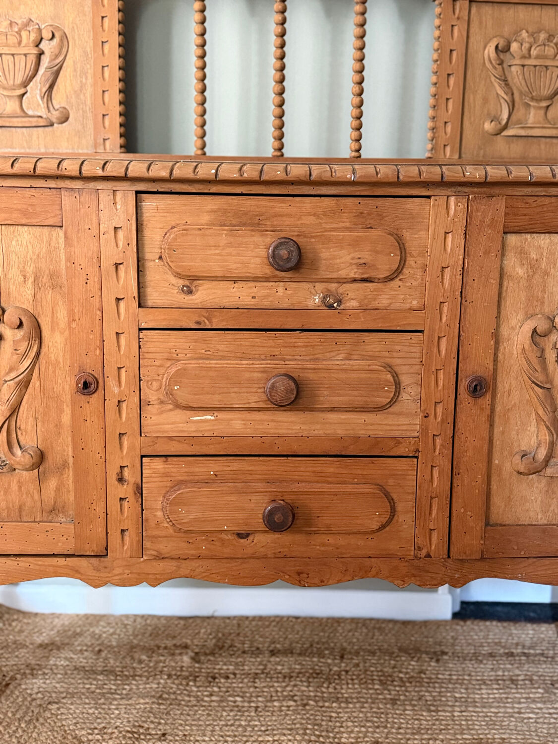 Carved wooden sideboard