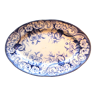 Plat ovale Creil Montereau, série Flora en bleu, modèles aux liserons