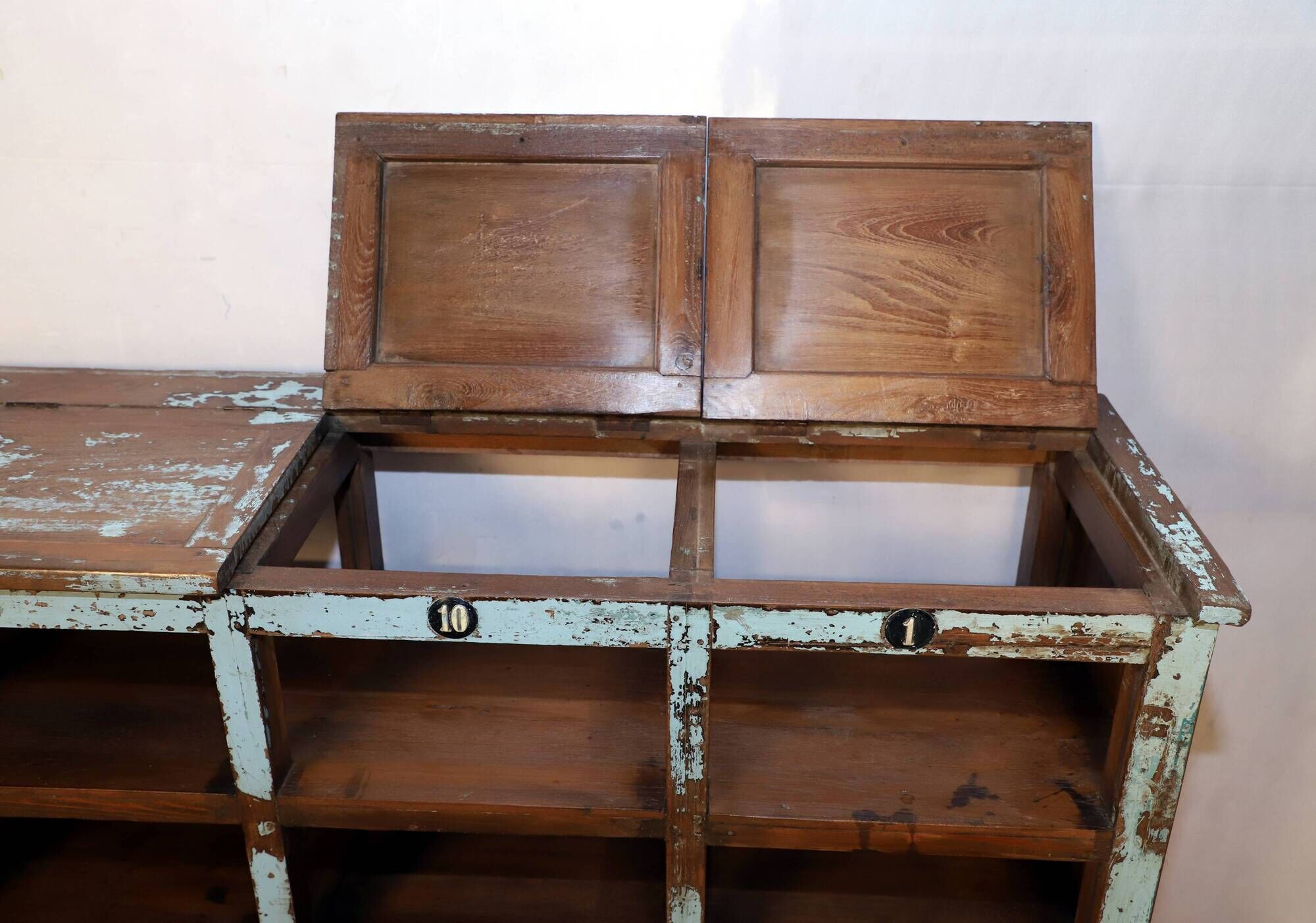 Old Burmese teak craft furniture with original blue patina