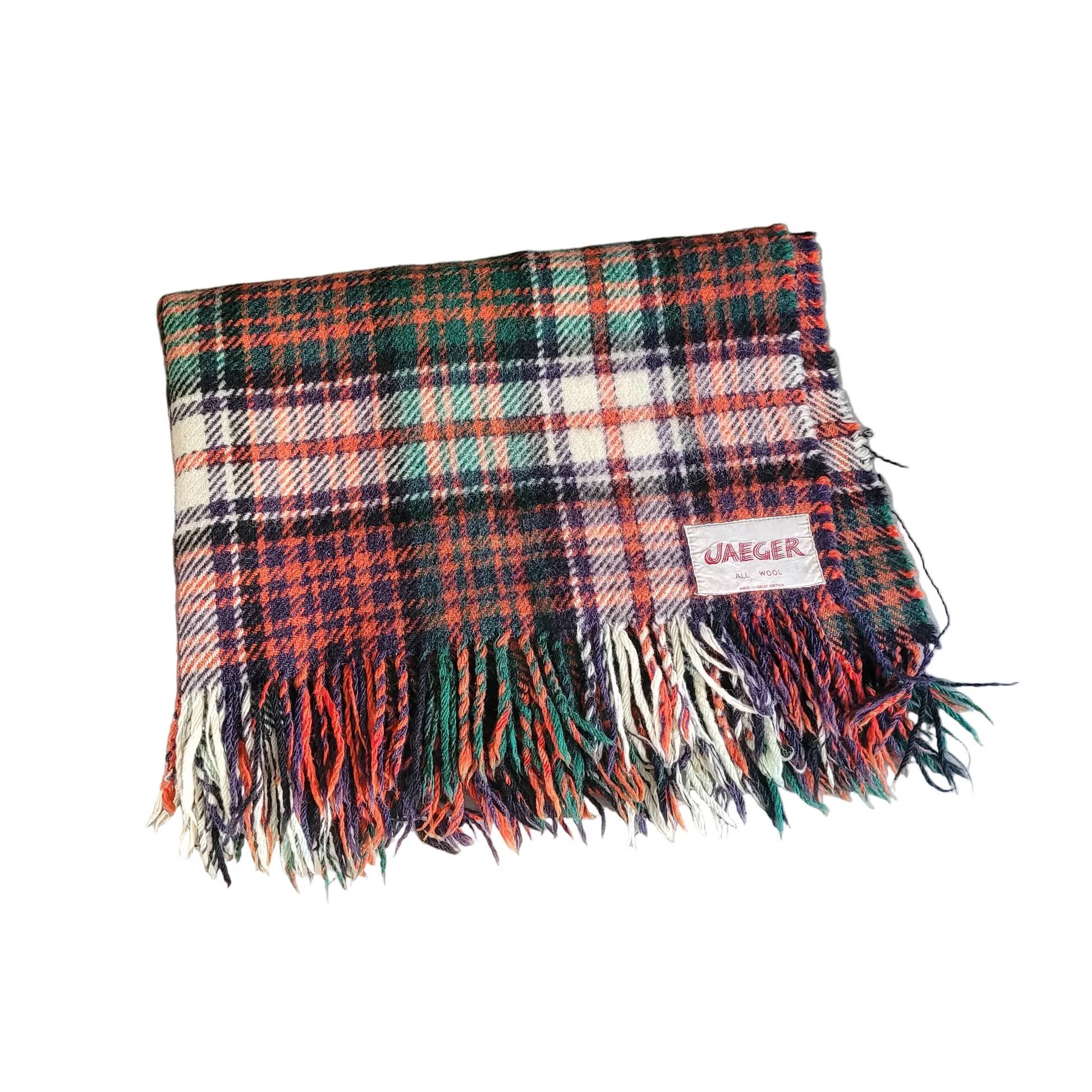 Jaeger tartan pattern blanket, 100% wool - 117x87 - Ref 855