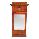 Biedermeier Cherry Wall Mirror with Brass Decor, South Germany, 1820s