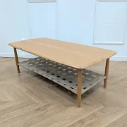 Table basse d'occasion en chêne à double plateau