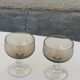 6 champagne glasses in brown and transparent glass vintage 1970
