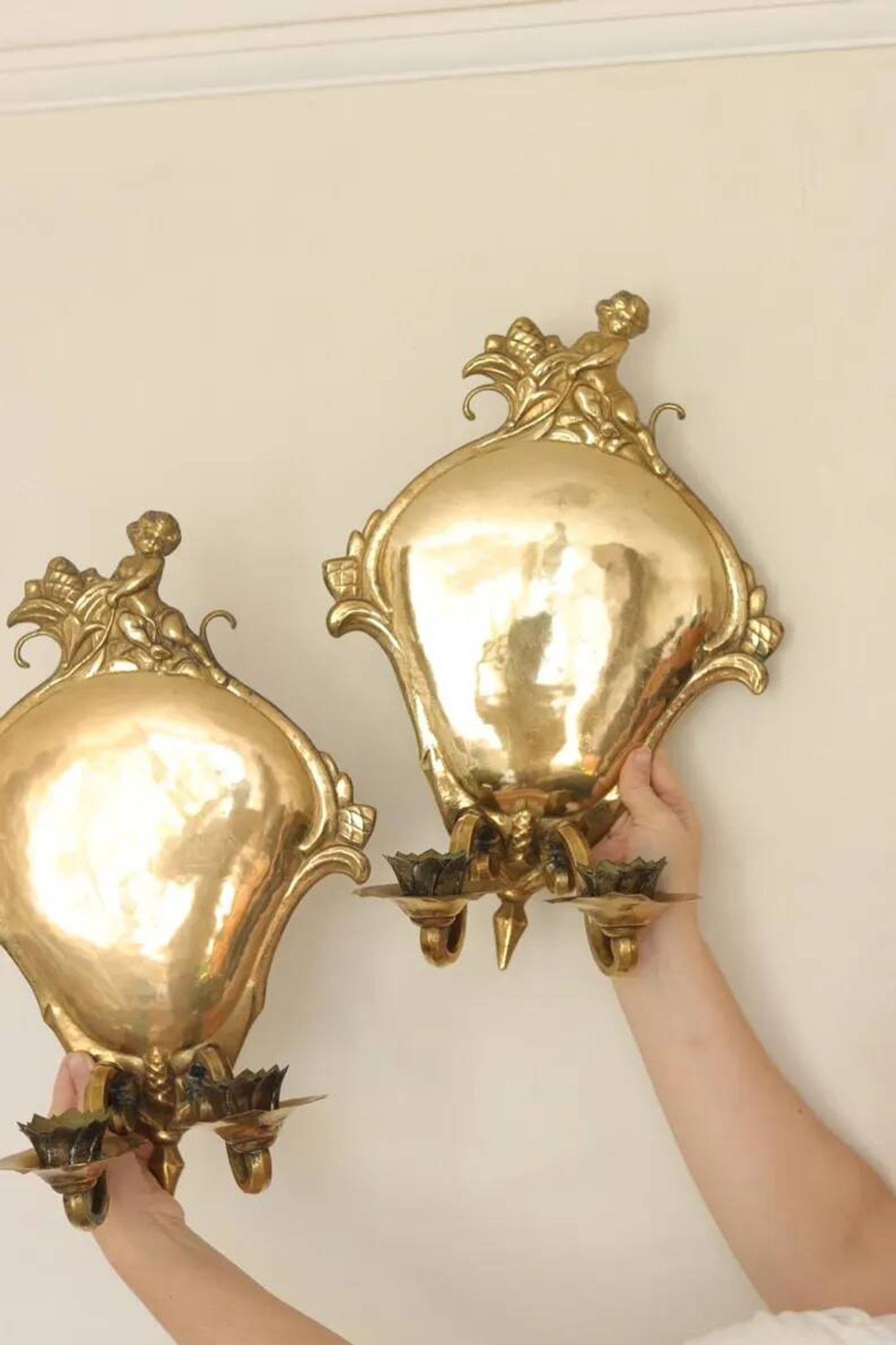 Pair Of Mid Century Swedish Brass Sconces