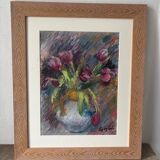 Vase with tulips signed