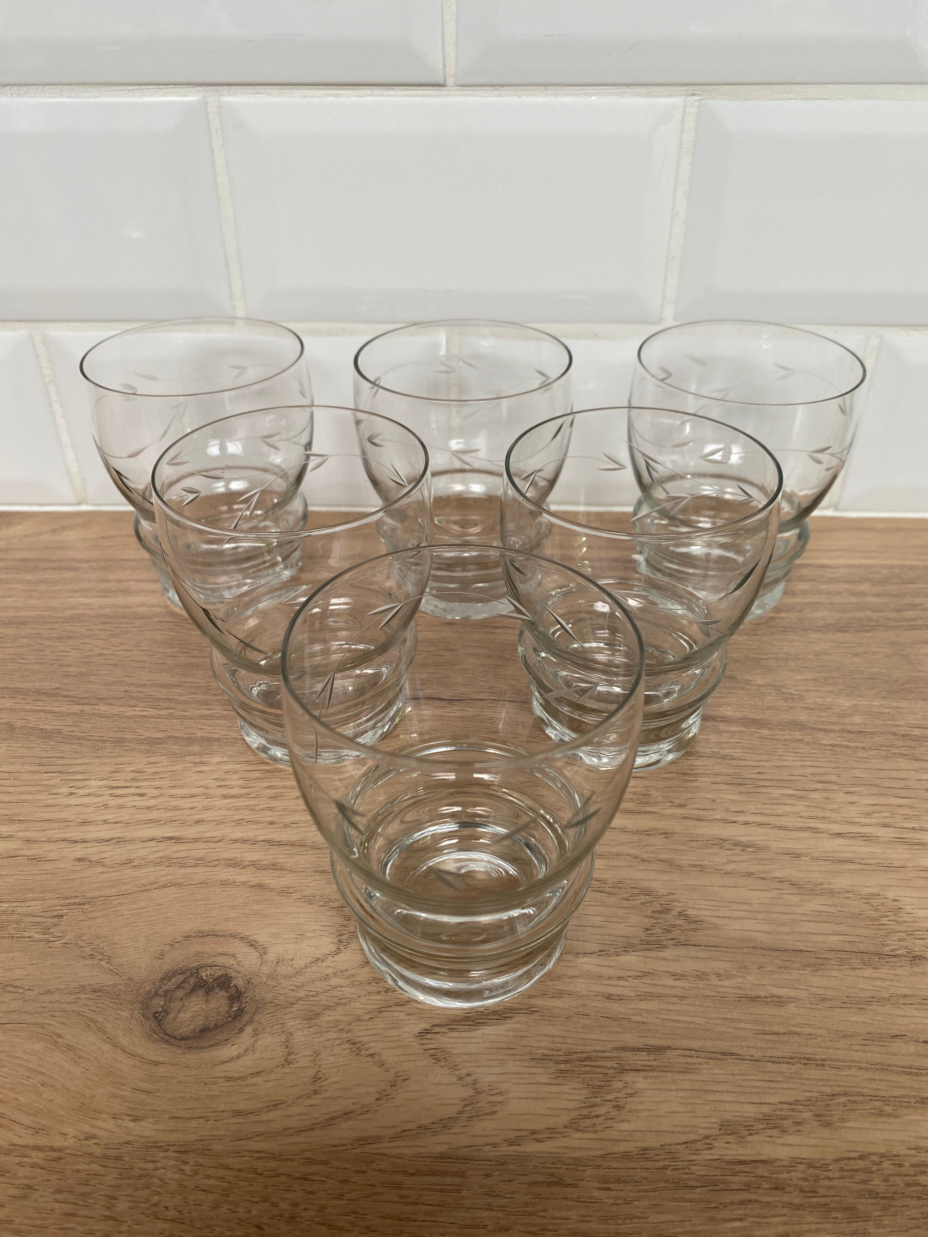Set de 6 verres à eau en verre gravé