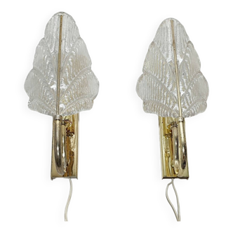 Par de apliques de cristal. Italia, 1970s.
