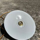 Trio suspension abat jour vintage tôle émaillée verte et blanche