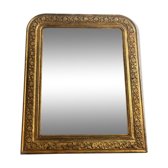 Miroir Louis Philippe perlé doré motif floral  37x46cm
