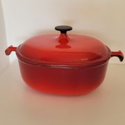 Oval casserole in red enamelled cast iron Enzo Mari La Mama 25
