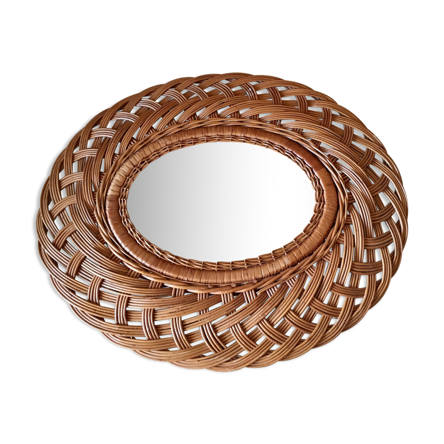 Rattan oval mirror 30x45cm
