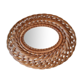 Rattan oval mirror 30x45cm