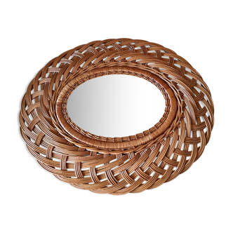 Rattan oval mirror 30x45cm