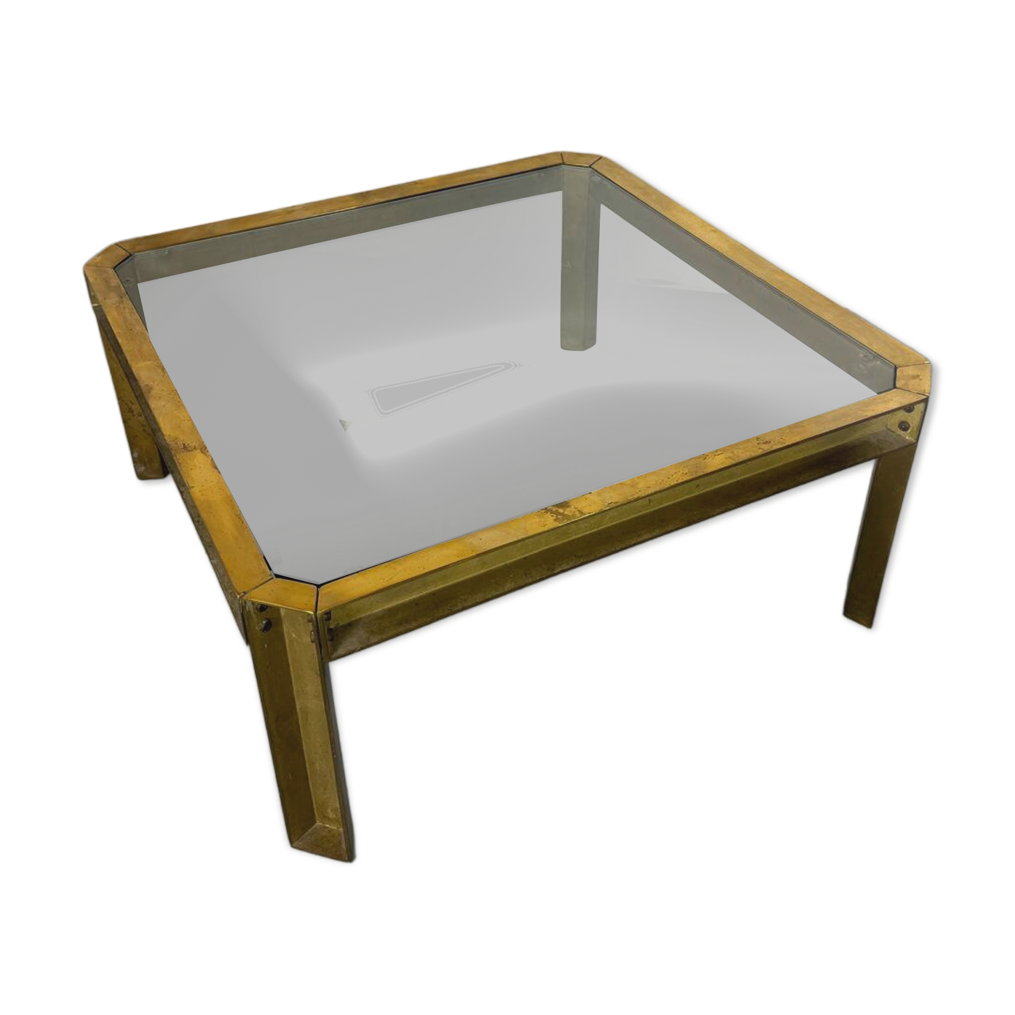 Brutalist Brass T09 coffee table by Peter Ghyczy 1970