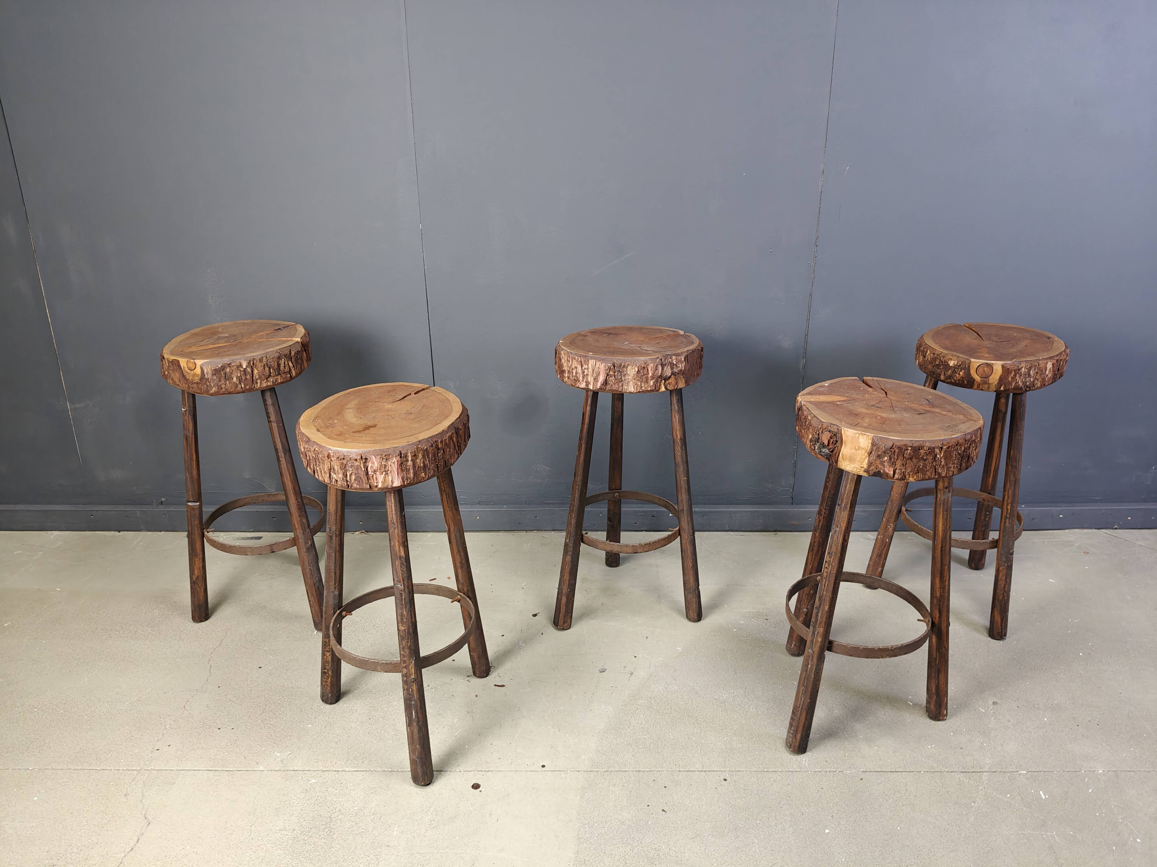 Vintage tree trunk bar stools, 1970s
