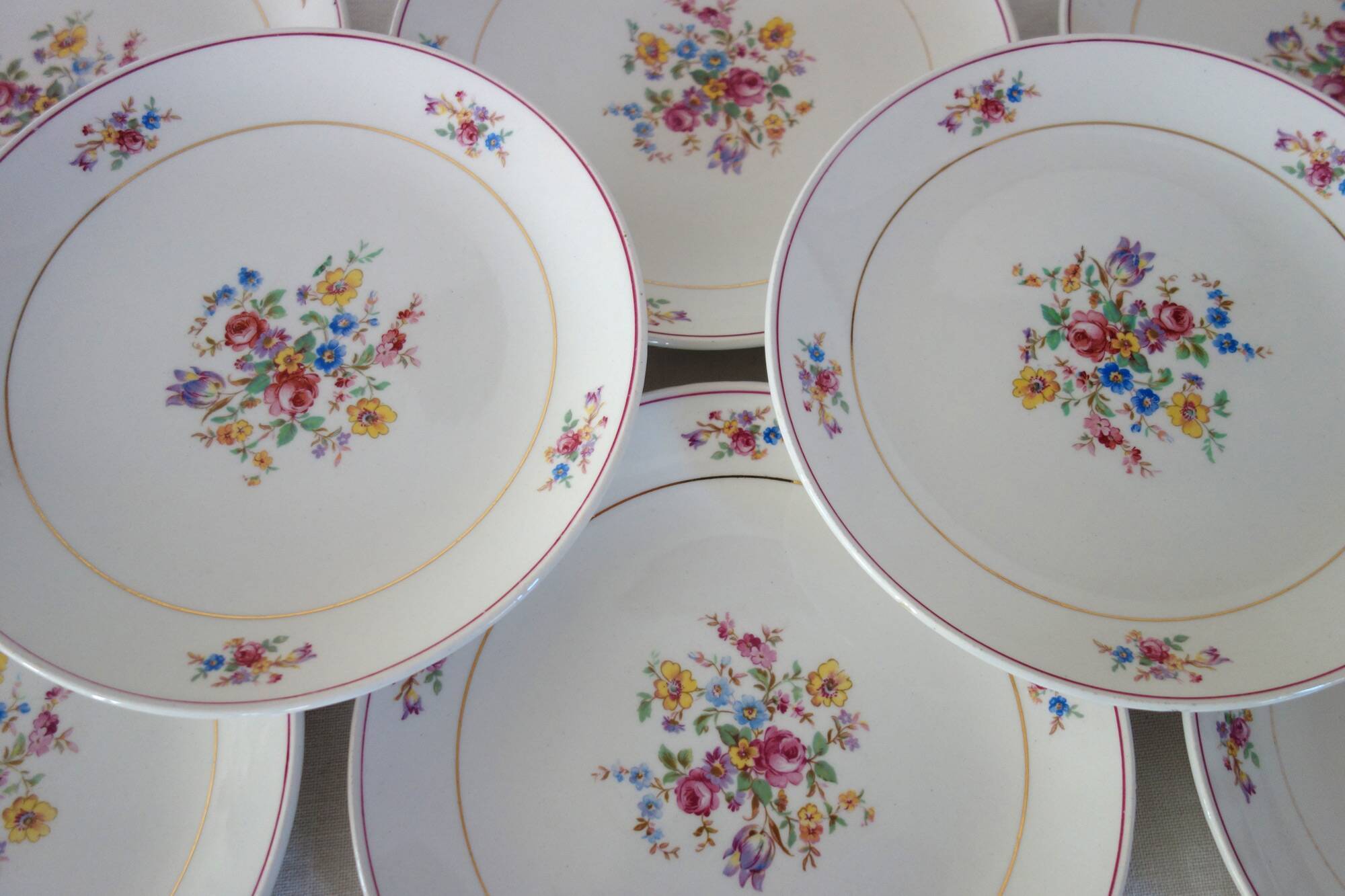 8 dessert plates Gien circa 1940