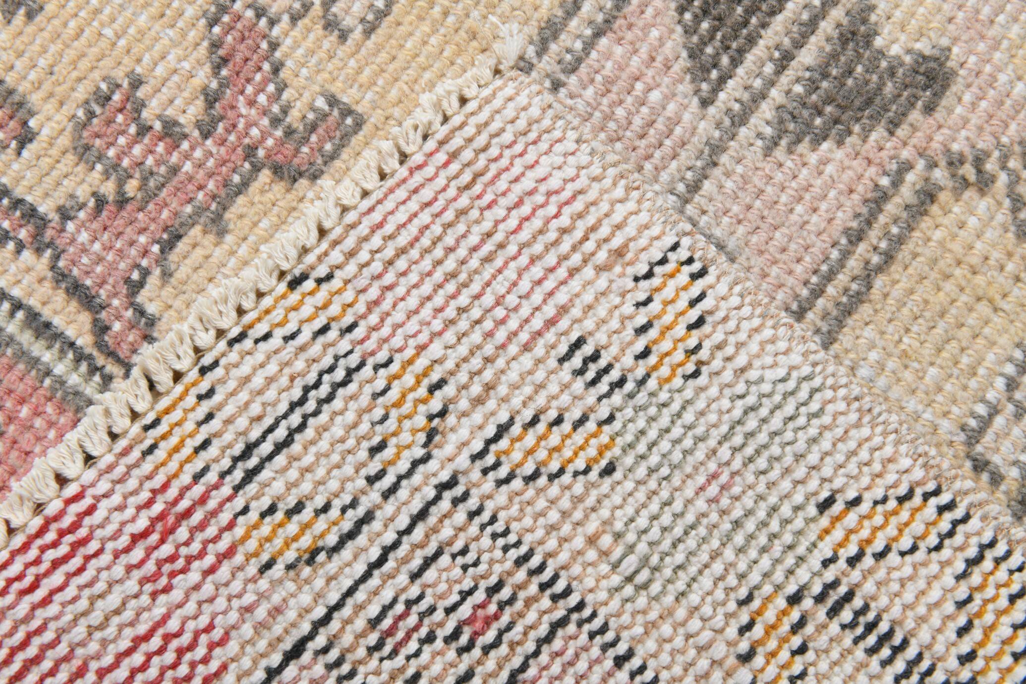 Turkish Red Cream Classic Pattern Vintage Rug, 127x215Cm