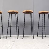 Vintage french wrought iron bar stools, 1960s - set of 4