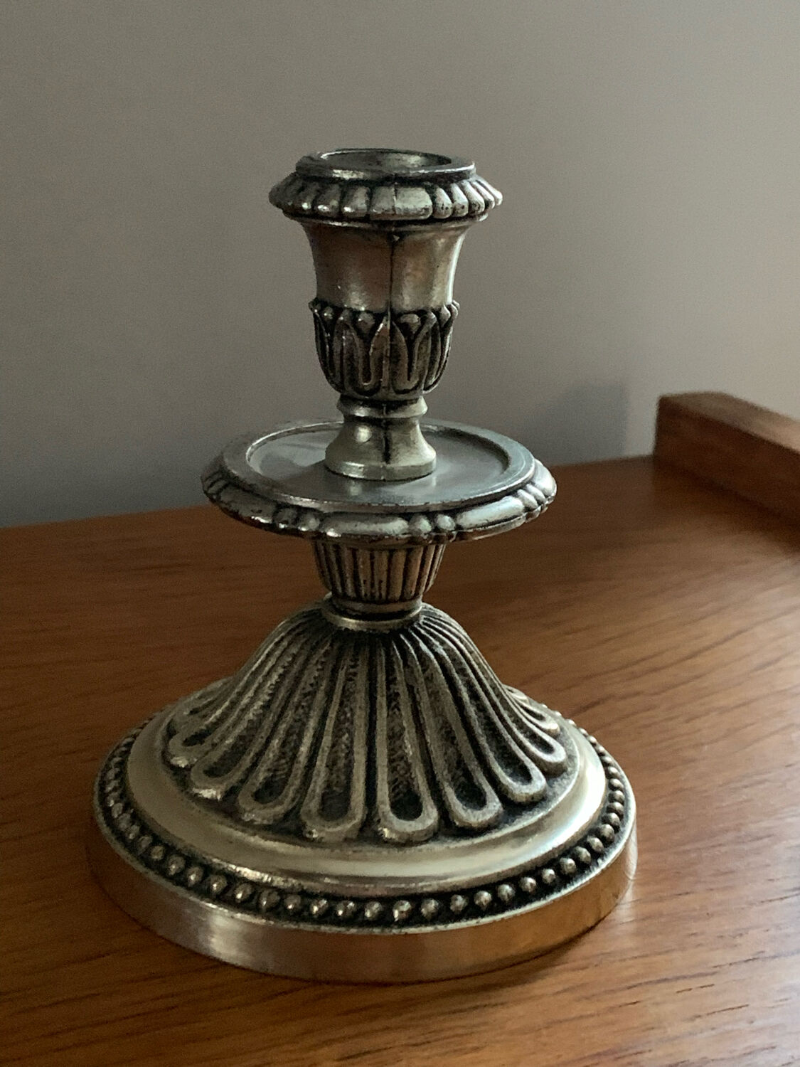 Silver metal candlesticks