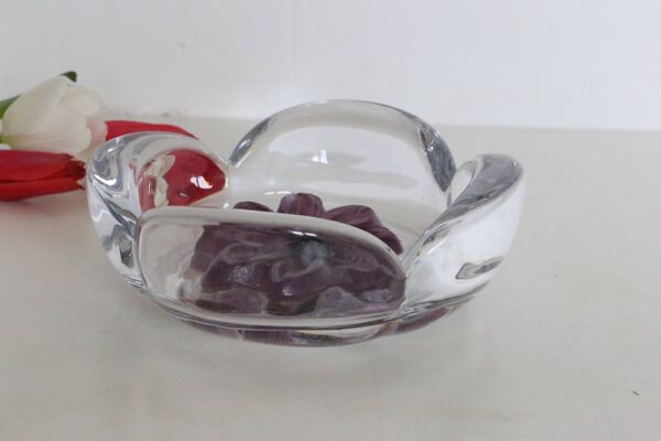 Coupe / Vide-poche Daum série Coppelia, cristal et pate de verre rose